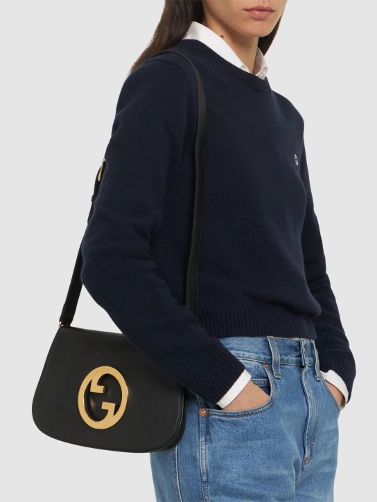 Gucci: Blondie leather shoulder bag - Black - women_1 | Luisa Via Roma