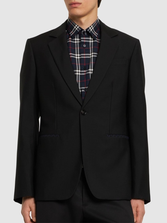 Burberry: Single breasted wool blazer - Black - men_2 | Luisa Via Roma