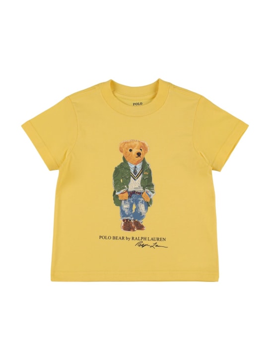 Polo Ralph Lauren: T-shirt en jersey de coton imprimé - Jaune - kids-boys_0 | Luisa Via Roma