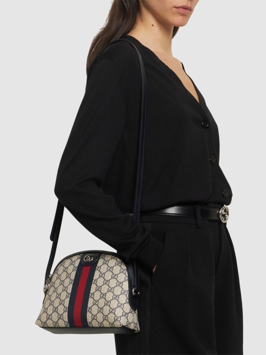 Gucci: Ophidia GG Supreme shoulder bag - Beige/Blue - women_1 | Luisa Via Roma