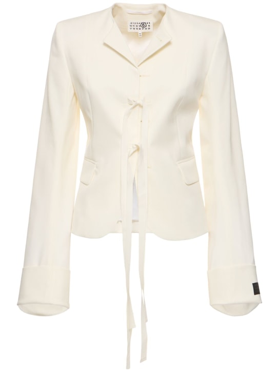 MM6 Maison Margiela: Tailored wool blend jacket - Beyaz - women_0 | Luisa Via Roma