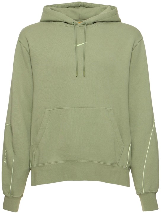 Nike: Nocta Fleece hoodie - Oil Green/Lime - men_0 | Luisa Via Roma