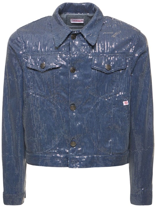 Charles Jeffrey LOVERBOY: Art cotton & viscose denim jacket - Blue - men_0 | Luisa Via Roma