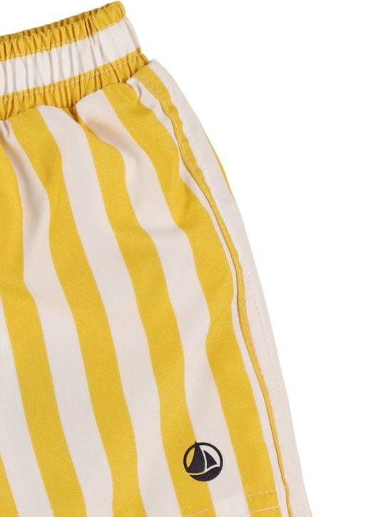 Petit Bateau: Striped tech swim shorts - White/Yellow - kids-boys_1 | Luisa Via Roma