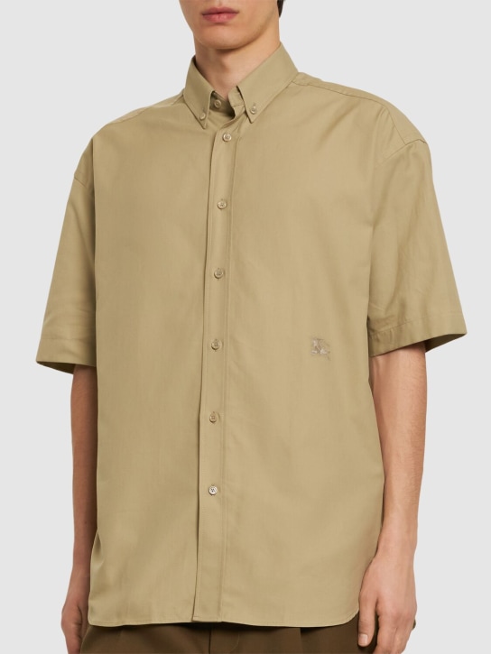 Burberry: Logo cotton short sleeve shirt - Hunter - men_2 | Luisa Via Roma