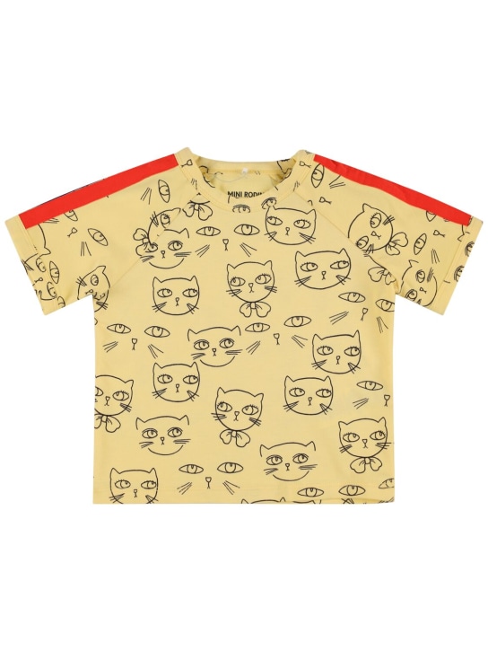 Mini Rodini: T-shirt en coton biologique imprimé - Jaune - kids-girls_0 | Luisa Via Roma