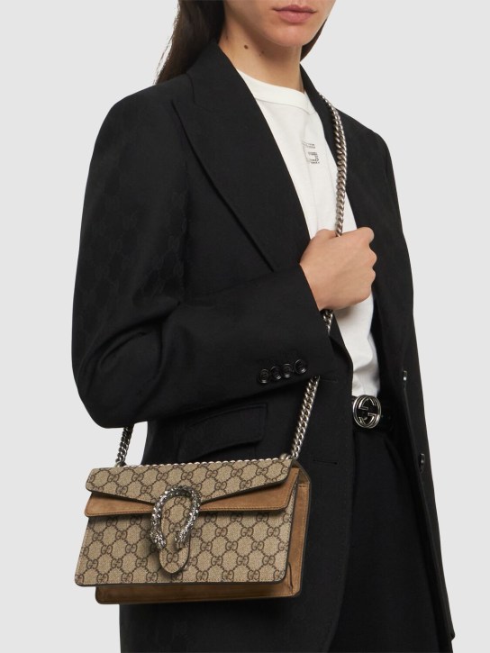 Gucci: Dionysus GG Supreme shoulder bag - Taupe - women_1 | Luisa Via Roma