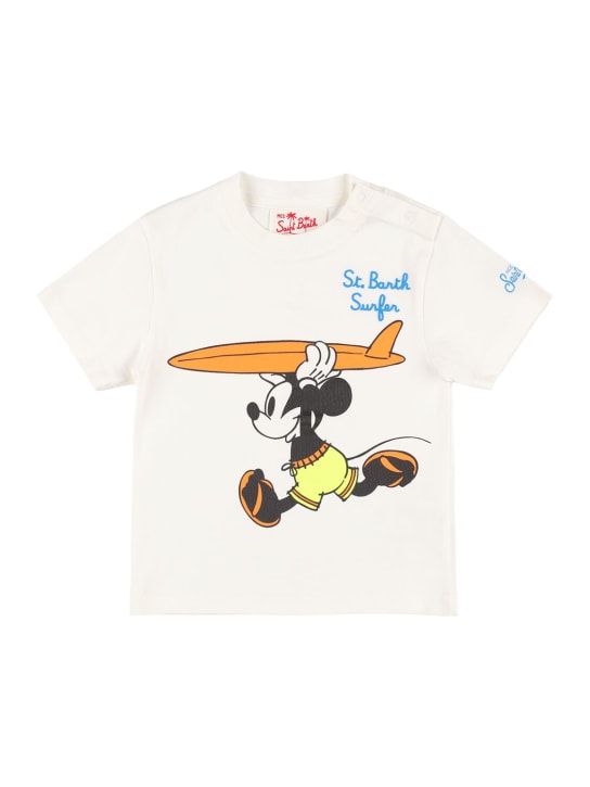 Mc2 Saint Barth: Mickey Mouse print cotton jersey t-shirt - White - kids-boys_0 | Luisa Via Roma