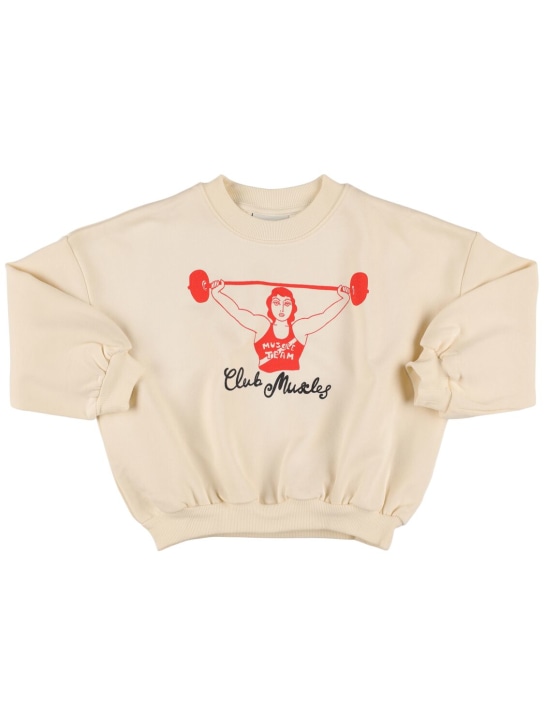 Mini Rodini: Sweat-shirt en coton biologique imprimé - Blanc Cassé - kids-girls_0 | Luisa Via Roma