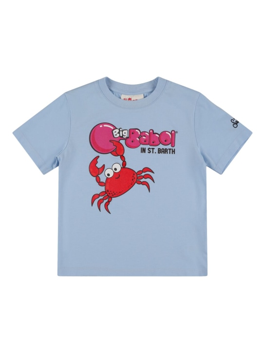 Mc2 Saint Barth: Crab螃蟹印花棉质平纹针织T恤 - 浅蓝色/多色 - kids-boys_0 | Luisa Via Roma