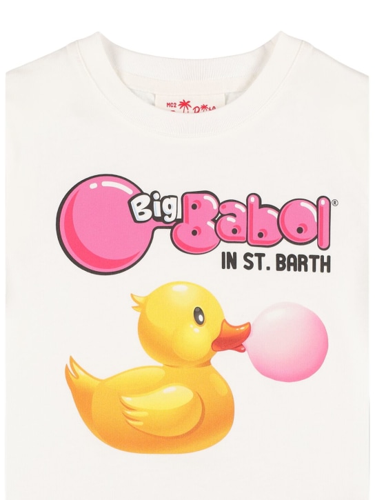 Mc2 Saint Barth: Ducky 프린트 코튼 저지 티셔츠 - 화이트 - kids-boys_1 | Luisa Via Roma