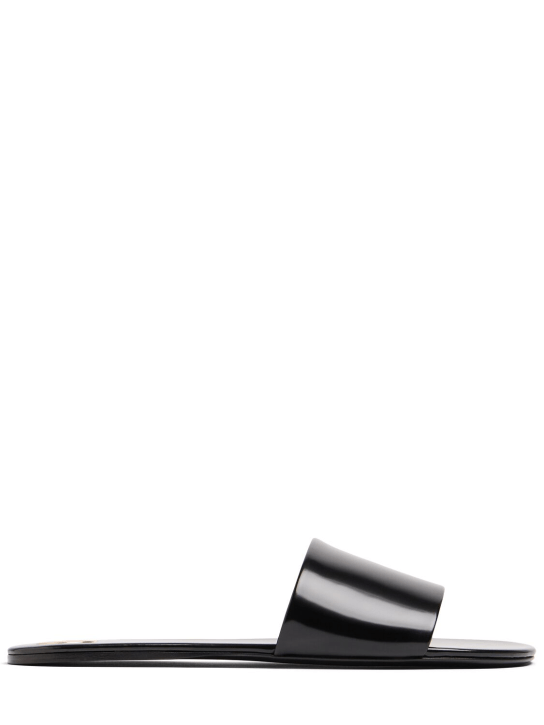Saint Laurent: 5毫米Carlyle皮革平底穆勒凉鞋 - 黑色 - women_0 | Luisa Via Roma