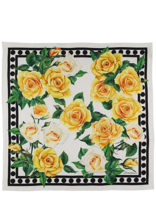 Dolce&Gabbana: Pañuelo de sarga de seda estampada - Rose Gialle - women_0 | Luisa Via Roma