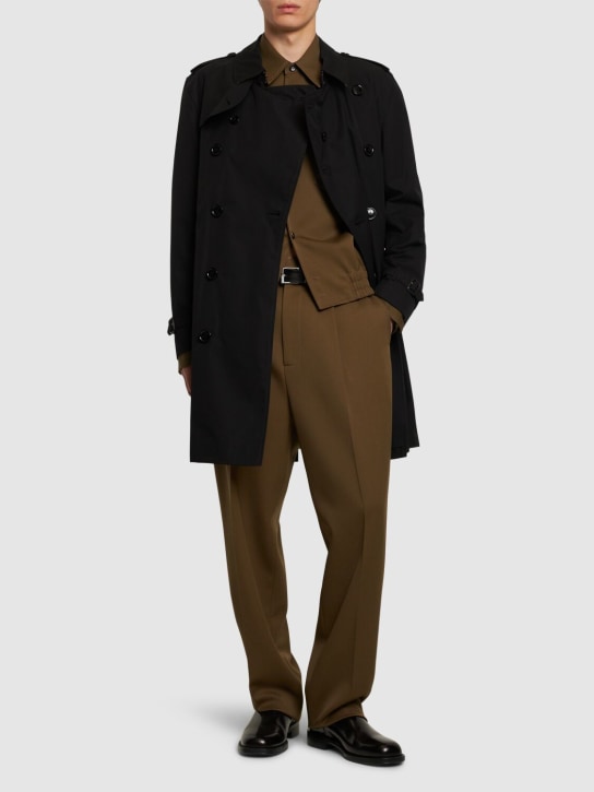 Burberry: Kensington cotton trench coat - Black - men_1 | Luisa Via Roma