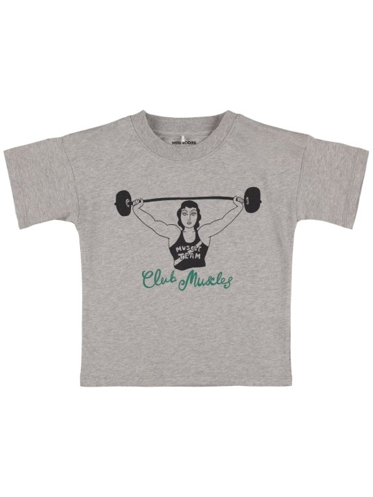 Mini Rodini: T-shirt en coton biologique imprimé - Gris - kids-boys_0 | Luisa Via Roma