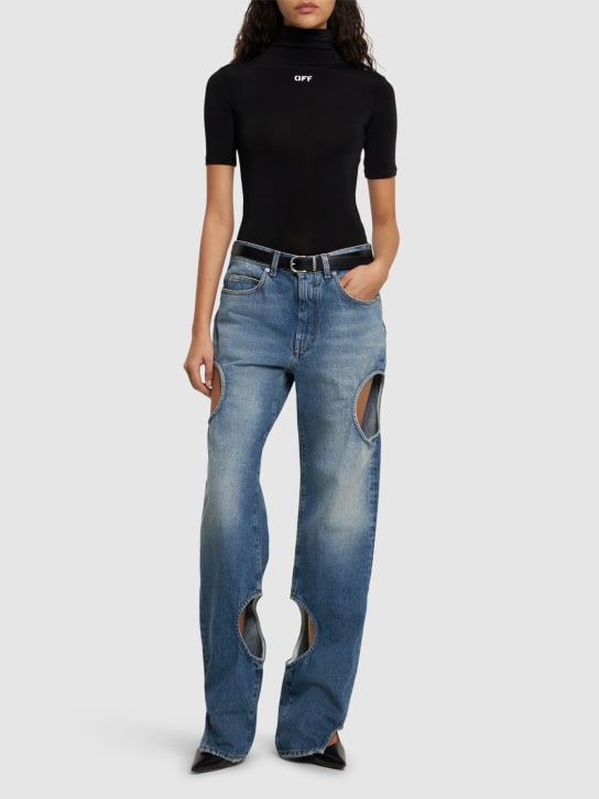Off-White: Meteor denim jeans - Vintage Blue - women_1 | Luisa Via Roma