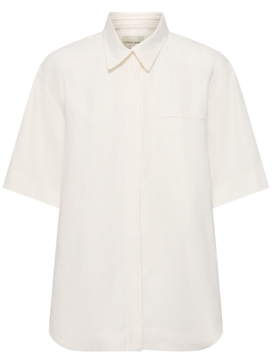 Loulou Studio: Moheli viscose & linen shirt - White - women_0 | Luisa Via Roma