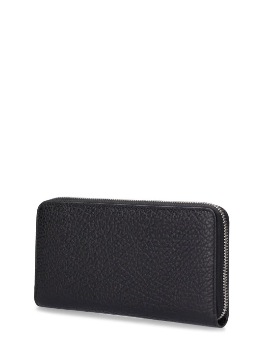 Maison Margiela: Continental zip around leather wallet - Black - men_1 | Luisa Via Roma