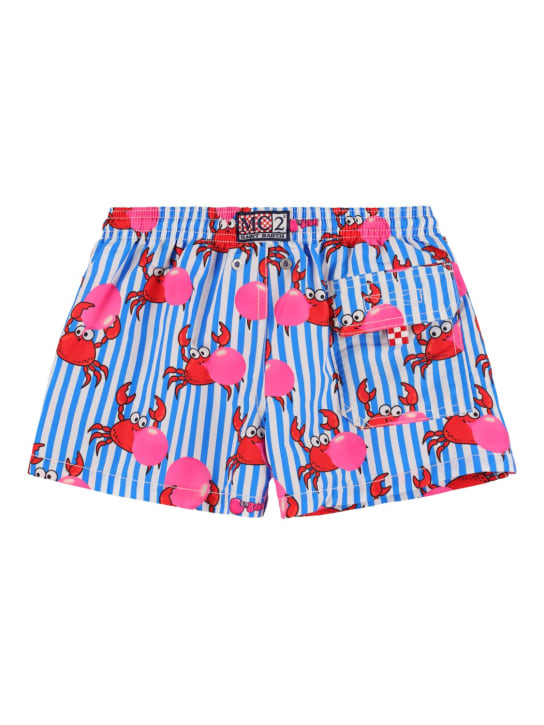 Mc2 Saint Barth: Crab print nylon swim shorts - Mavi/Renkli - kids-boys_1 | Luisa Via Roma