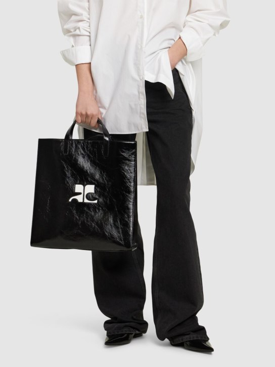 Courreges: Heritage naplack tote bag - Black - women_1 | Luisa Via Roma