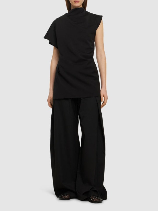 TOVE: Giuliana tailored cotton blend top - Siyah - women_1 | Luisa Via Roma