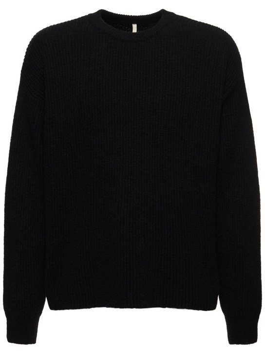 SUNFLOWER: Suéter de punto acanalado de lana - Negro - men_0 | Luisa Via Roma