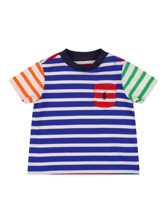 Ralph Lauren: T-shirt in jersey di cotone con logo ricamato - Multicolore - kids-boys_0 | Luisa Via Roma