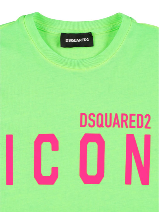 Dsquared2: T-shirt en coton imprimé logo - Vert - kids-boys_1 | Luisa Via Roma
