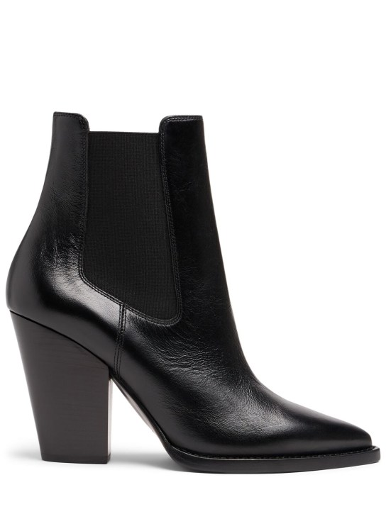 Saint Laurent: 95mm Theo leather chelsea boots - Black - women_0 | Luisa Via Roma