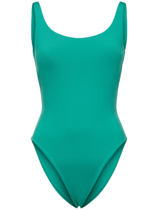 Max Mara: Camilla jersey one piece swimsuit - Dark Green - women_0 | Luisa Via Roma