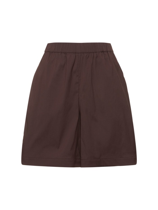 Max Mara: Oliveto poplin shorts - Kahverengi - women_0 | Luisa Via Roma