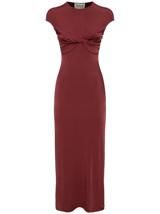 TOVE: Langes, drapiertes Kleid aus Viskosejersey „Mali“ - Braun - women_0 | Luisa Via Roma