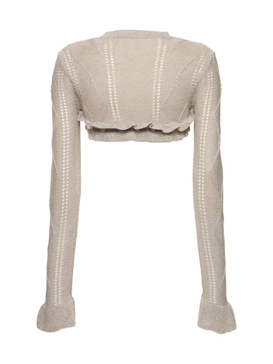 Cormio: Annalisa glittered viscose knit bolero - Beige - women_4 | Luisa Via Roma