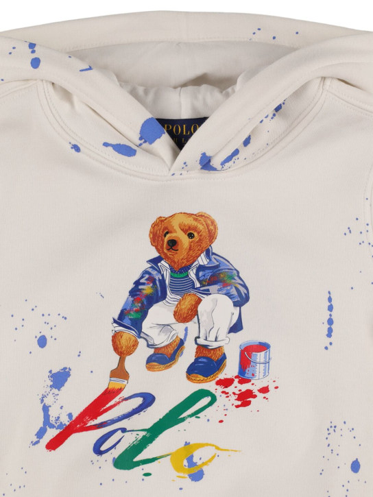 Polo Ralph Lauren: Felpa in misto cotone con cappuccio - Bianco/Multi - kids-boys_1 | Luisa Via Roma
