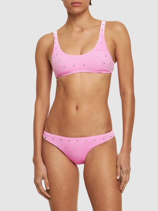 Dsquared2: Embellished chenille bikini top - Fuchsia - women_1 | Luisa Via Roma