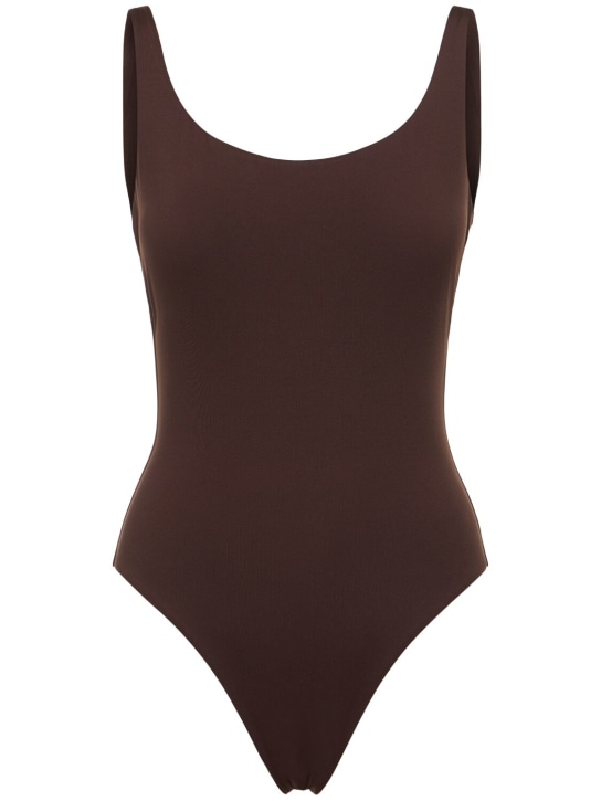 Max Mara: Camilla jersey one piece swimsuit - Kahverengi - women_0 | Luisa Via Roma