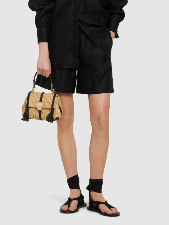 Chloé: Penelope woven top handle bag w/leather - Hot Sand - women_1 | Luisa Via Roma