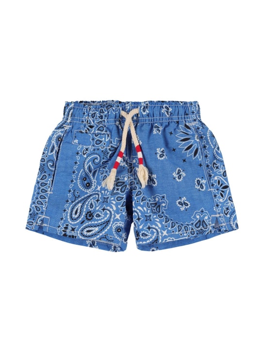 Mc2 Saint Barth: Bandana print nylon swim shorts - Light Blue - kids-boys_0 | Luisa Via Roma