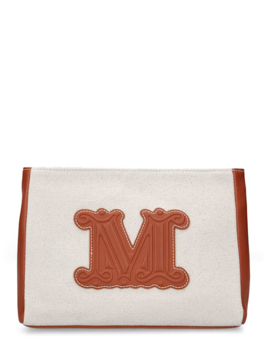 Max Mara: Cascia embroidered cotton clutch - women_0 | Luisa Via Roma