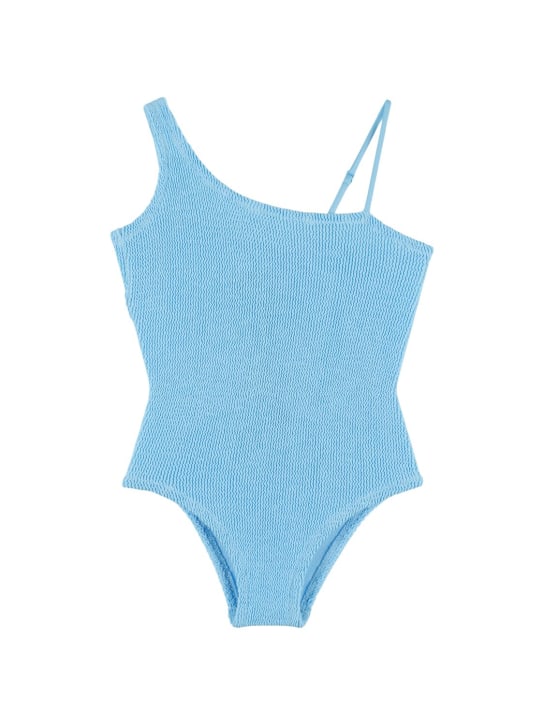 Mc2 Saint Barth: Crinkle one piece swimsuit - Light Blue - kids-girls_0 | Luisa Via Roma