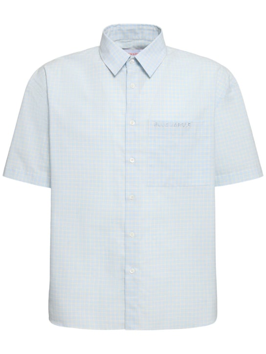 Bluemarble: 再生棉&聚酯短袖衬衫 - 蓝色 - men_0 | Luisa Via Roma