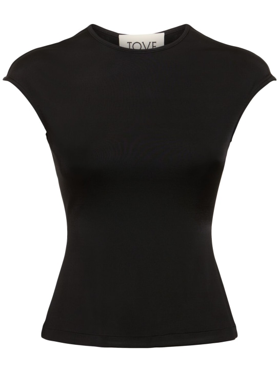 TOVE: Haut drapé en jersey de viscose Deca - Noir - women_0 | Luisa Via Roma