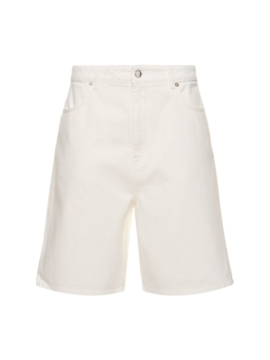 Loulou Studio: Isu cotton denim shorts - White - women_0 | Luisa Via Roma