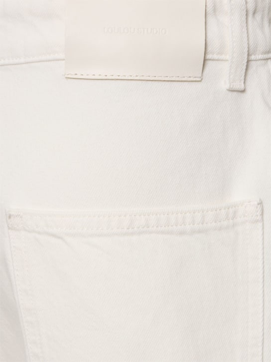 Loulou Studio: Isu cotton denim shorts - White - women_1 | Luisa Via Roma
