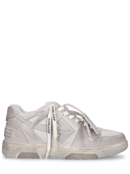 Off-White: Sneakers Out Of Office in pelle effetto vintage - Bianco - men_0 | Luisa Via Roma