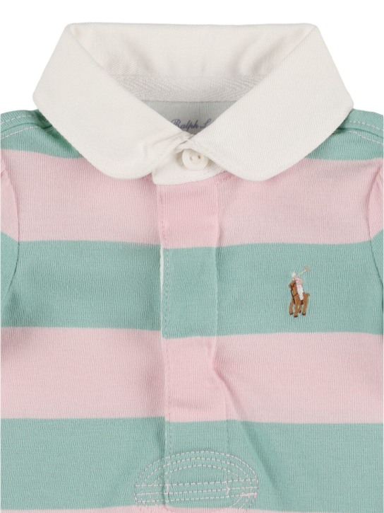 Polo Ralph Lauren: Cotton polo romper - Pink/Green - kids-girls_1 | Luisa Via Roma