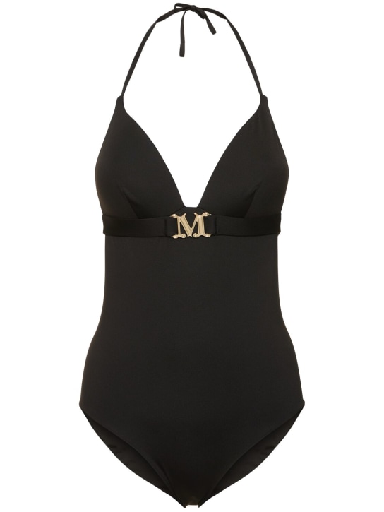 Max Mara: Cecilia jersey one piece swimsuit - Black - women_0 | Luisa Via Roma