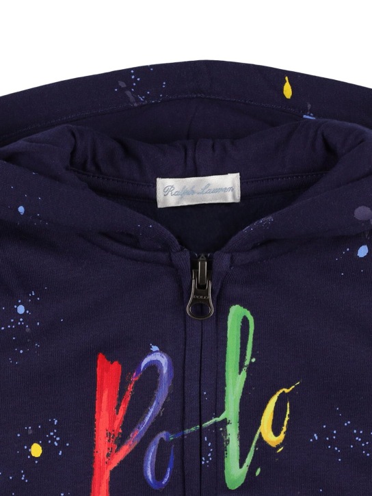 Ralph Lauren: Cotton blend zip-up hoodie & sweatpants - Dark Blue - kids-boys_1 | Luisa Via Roma