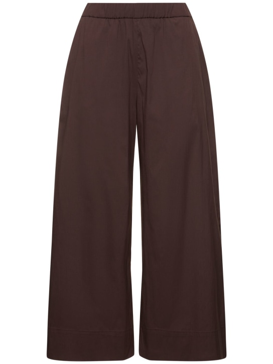 Max Mara: Esperia cotton blend poplin pants - Dark Brown - women_0 | Luisa Via Roma