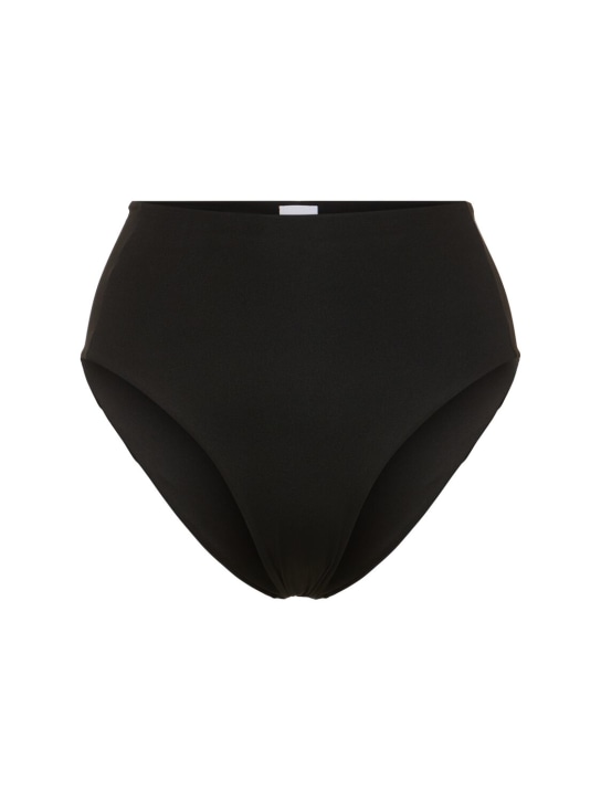 Max Mara: Sabina jersey high rise bikini bottoms - Siyah - women_0 | Luisa Via Roma